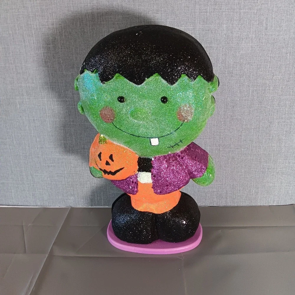 Frankenstein Halloween Decor Glitter Pumpkin Figure 12